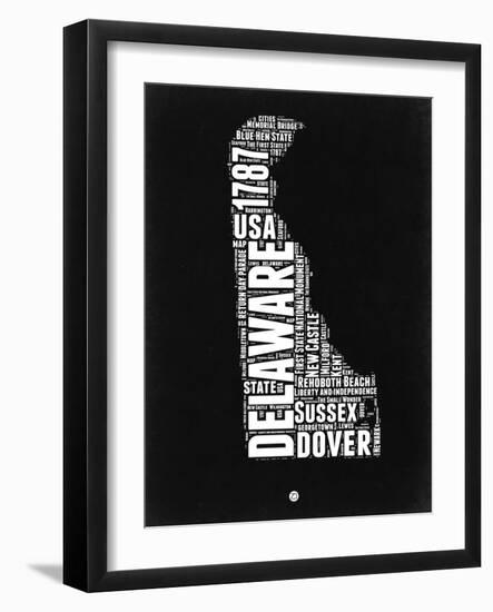 Delaware Black and White Map-NaxArt-Framed Art Print