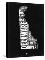 Delaware Black and White Map-NaxArt-Stretched Canvas