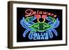 Delaware - Blue Crab Neon Sign-Lantern Press-Framed Art Print