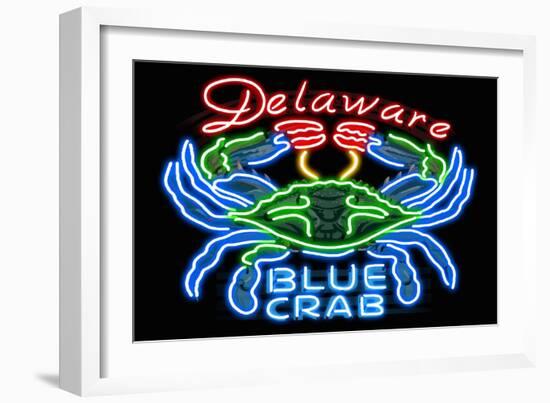 Delaware - Blue Crab Neon Sign-Lantern Press-Framed Art Print