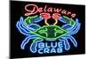 Delaware - Blue Crab Neon Sign-Lantern Press-Mounted Art Print