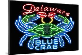 Delaware - Blue Crab Neon Sign-Lantern Press-Mounted Art Print