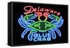 Delaware - Blue Crab Neon Sign-Lantern Press-Framed Stretched Canvas