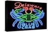 Delaware - Blue Crab Neon Sign-Lantern Press-Stretched Canvas