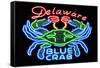 Delaware - Blue Crab Neon Sign-Lantern Press-Framed Stretched Canvas