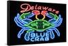 Delaware - Blue Crab Neon Sign-Lantern Press-Framed Stretched Canvas