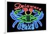 Delaware - Blue Crab Neon Sign-Lantern Press-Framed Art Print