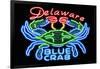 Delaware - Blue Crab Neon Sign-Lantern Press-Framed Art Print