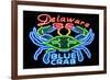 Delaware - Blue Crab Neon Sign-Lantern Press-Framed Premium Giclee Print