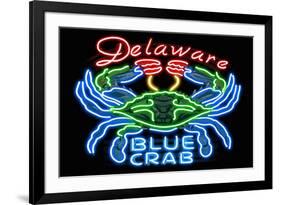 Delaware - Blue Crab Neon Sign-Lantern Press-Framed Premium Giclee Print