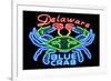 Delaware - Blue Crab Neon Sign-Lantern Press-Framed Art Print