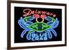 Delaware - Blue Crab Neon Sign-Lantern Press-Framed Art Print