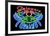 Delaware - Blue Crab Neon Sign-Lantern Press-Framed Art Print