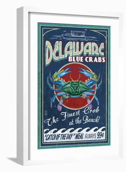 Delaware Blue Crabs - Best at the Beach-Lantern Press-Framed Art Print