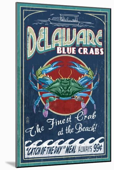 Delaware Blue Crabs - Best at the Beach-Lantern Press-Mounted Art Print