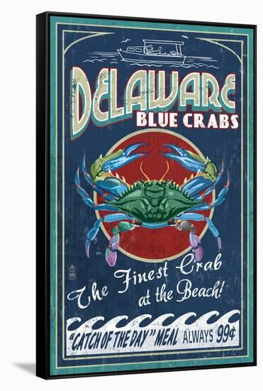 Delaware Blue Crabs - Best at the Beach-Lantern Press-Framed Stretched Canvas