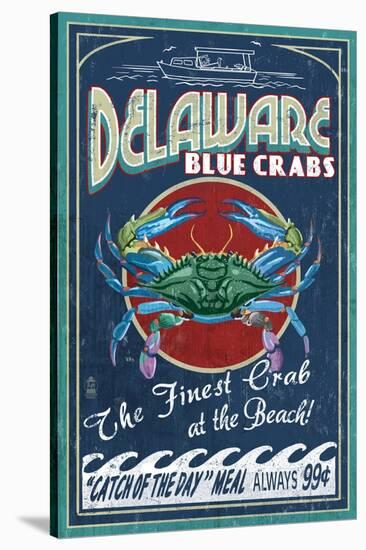 Delaware Blue Crabs - Best at the Beach-Lantern Press-Stretched Canvas