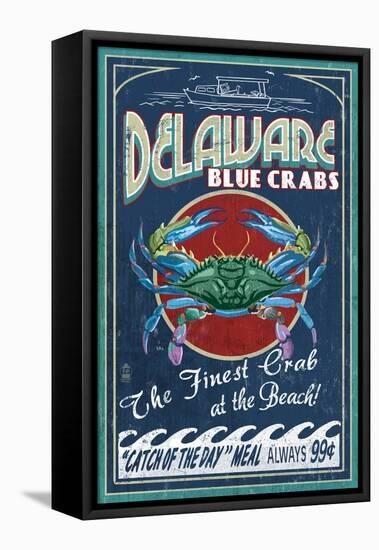 Delaware Blue Crabs - Best at the Beach-Lantern Press-Framed Stretched Canvas