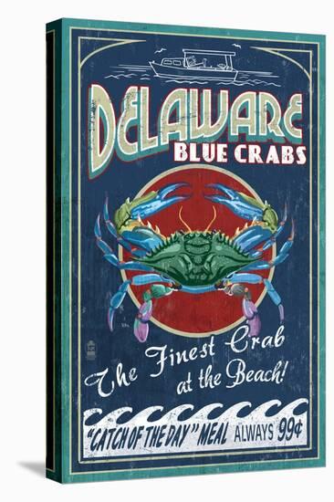 Delaware Blue Crabs - Best at the Beach-Lantern Press-Stretched Canvas