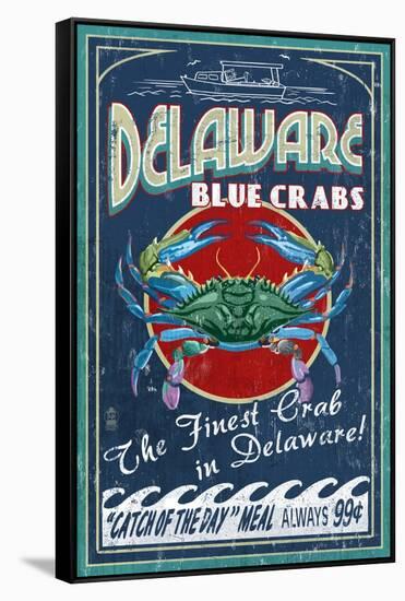 Delaware Blue Crabs-Lantern Press-Framed Stretched Canvas