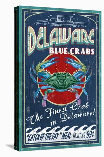 Delaware Blue Crabs-Lantern Press-Stretched Canvas