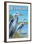 Delaware Blue Herons Scene-Lantern Press-Framed Art Print