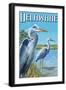 Delaware Blue Herons Scene-Lantern Press-Framed Art Print