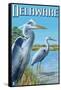 Delaware Blue Herons Scene-Lantern Press-Framed Stretched Canvas