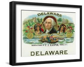 Delaware Brand Cigar Box Label-Lantern Press-Framed Art Print