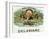 Delaware Brand Cigar Box Label-Lantern Press-Framed Art Print