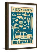 Delaware - Coastal Icons-Lantern Press-Framed Art Print