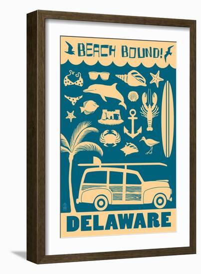 Delaware - Coastal Icons-Lantern Press-Framed Art Print