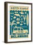 Delaware - Coastal Icons-Lantern Press-Framed Art Print
