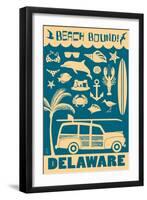 Delaware - Coastal Icons-Lantern Press-Framed Art Print