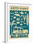 Delaware - Coastal Icons-Lantern Press-Framed Art Print