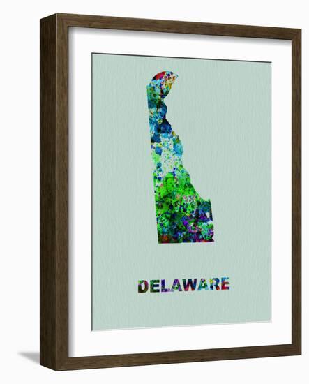 Delaware Color Splatter Map-NaxArt-Framed Art Print