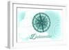 Delaware - Compass - Teal - Coastal Icon-Lantern Press-Framed Art Print