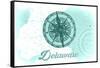 Delaware - Compass - Teal - Coastal Icon-Lantern Press-Framed Stretched Canvas