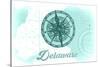 Delaware - Compass - Teal - Coastal Icon-Lantern Press-Stretched Canvas