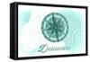 Delaware - Compass - Teal - Coastal Icon-Lantern Press-Framed Stretched Canvas