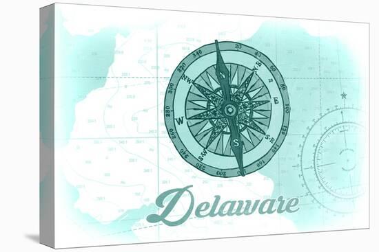 Delaware - Compass - Teal - Coastal Icon-Lantern Press-Stretched Canvas