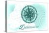 Delaware - Compass - Teal - Coastal Icon-Lantern Press-Stretched Canvas