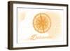 Delaware - Compass - Yellow - Coastal Icon-Lantern Press-Framed Art Print