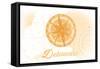 Delaware - Compass - Yellow - Coastal Icon-Lantern Press-Framed Stretched Canvas