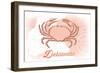 Delaware - Crab - Coral - Coastal Icon-Lantern Press-Framed Art Print