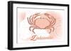 Delaware - Crab - Coral - Coastal Icon-Lantern Press-Framed Art Print