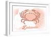 Delaware - Crab - Coral - Coastal Icon-Lantern Press-Framed Art Print