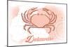 Delaware - Crab - Coral - Coastal Icon-Lantern Press-Mounted Art Print
