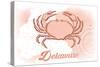 Delaware - Crab - Coral - Coastal Icon-Lantern Press-Stretched Canvas