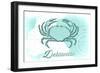 Delaware - Crab - Teal - Coastal Icon-Lantern Press-Framed Art Print